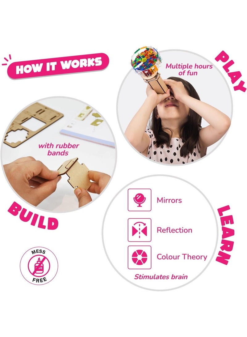 سمارتيفيتي لعبة سمارتيفيتي كاليدوسكوب للأطفال من 6 إلى 14 عامًا | أفكار رائعة لهدايا عيد ميلاد الأولاد والبنات | ألعاب علمية STEM يمكنك صنعها بنفسك للأطفال من 6 إلى 14 عامًا | لعبة هندسية خشبية - Image 4